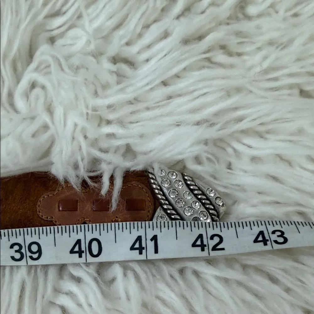 Justin Boots Brown Leather Belt with Silver Buckle